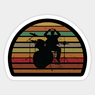 Drummer Gift Vintage Retro Drumming Lovers Gift Sticker